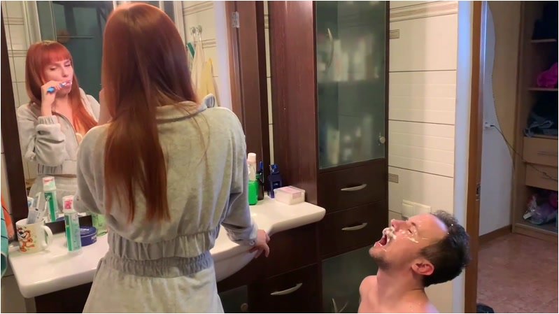 Petite Princess FemDom - Redhead Girl Brushes Her Teeth and Spits in Slave's Mouth - Amateur Femd...